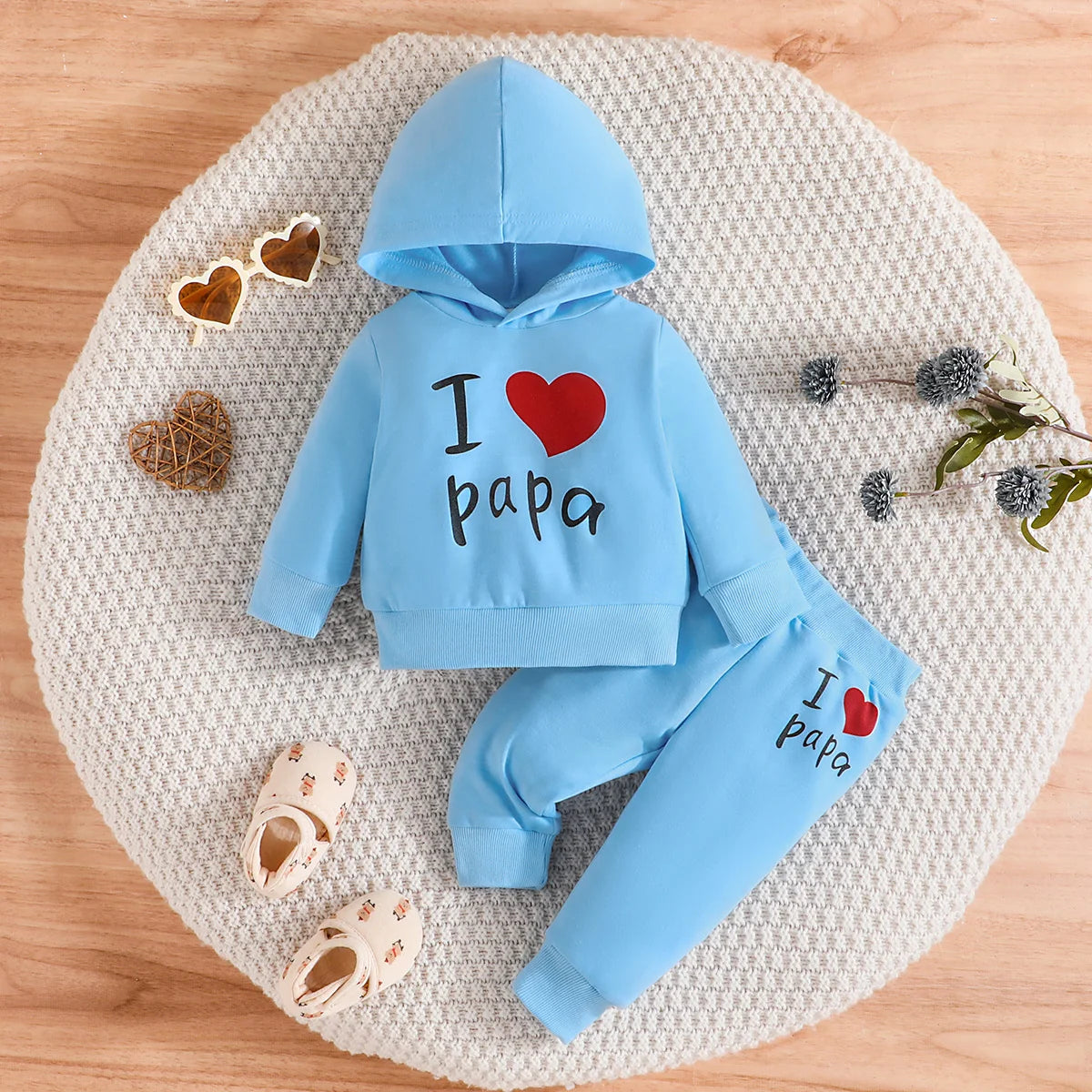 Conjunto Bebé Capucha Letras 3-24 Meses - Sudadera y Pantalón Algodón