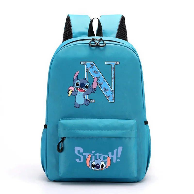 Mochila Disney Stitch para Niños - Letras A-Z Escolar Ligera y Adorable - Huellitas de Vida