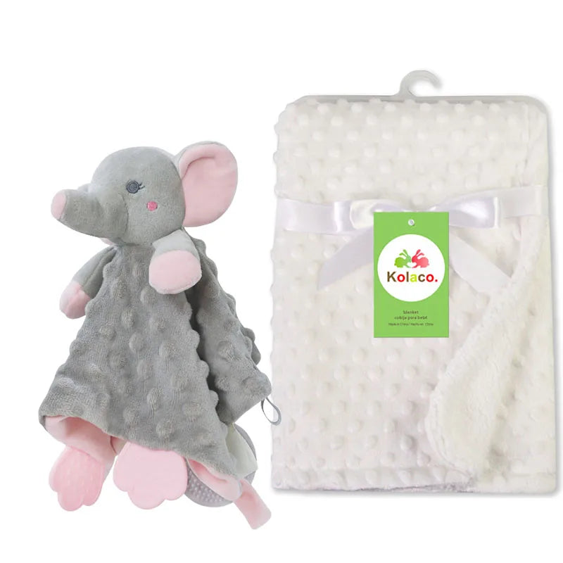Set Manta Personalizada Muñeco Seguridad Bebé - Manta Nombre Animal Cochecito Regalo 2 Piezas - Huellitas de Vida