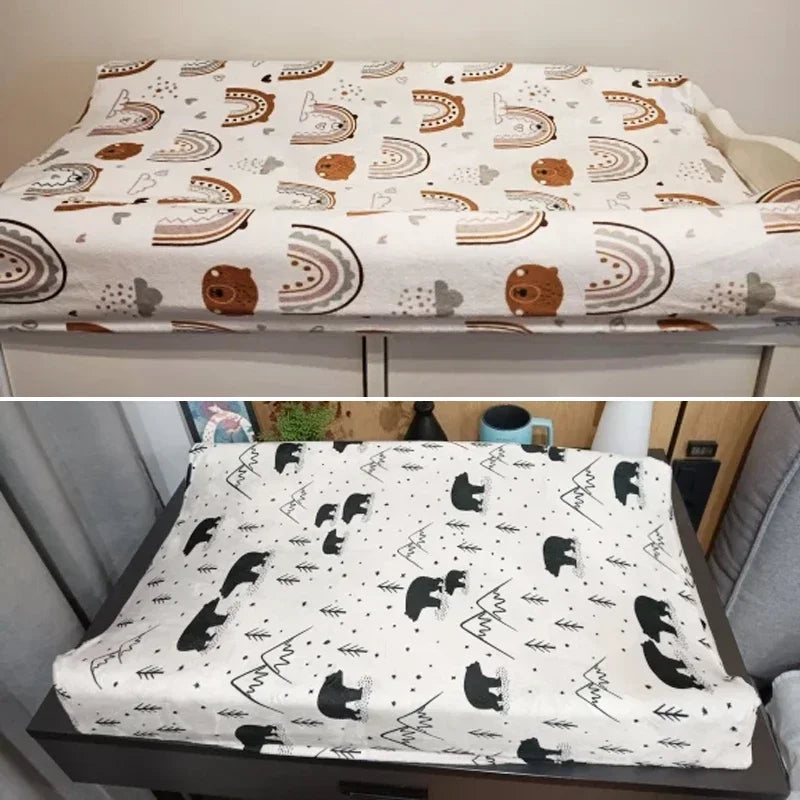 Funda Cambiador Bebé Reutilizable - Sábana Suave Material Minky Transpirable Diseño Impreso - Huellitas de Vida