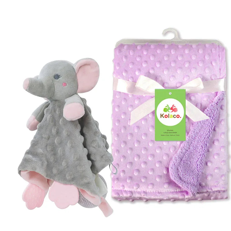 Set Manta Personalizada Muñeco Seguridad Bebé - Manta Nombre Animal Cochecito Regalo 2 Piezas - Huellitas de Vida