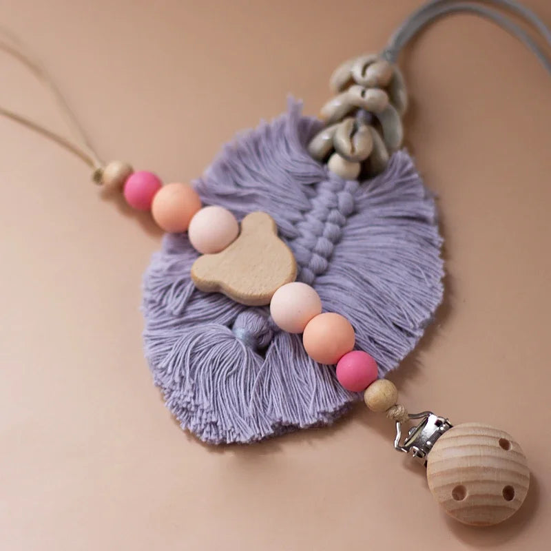 Cadena Chupete Personalizada Madera - Cadena Silicona Nombre Bebé Mordedor Recién Nacido Regalo - Huellitas de Vida