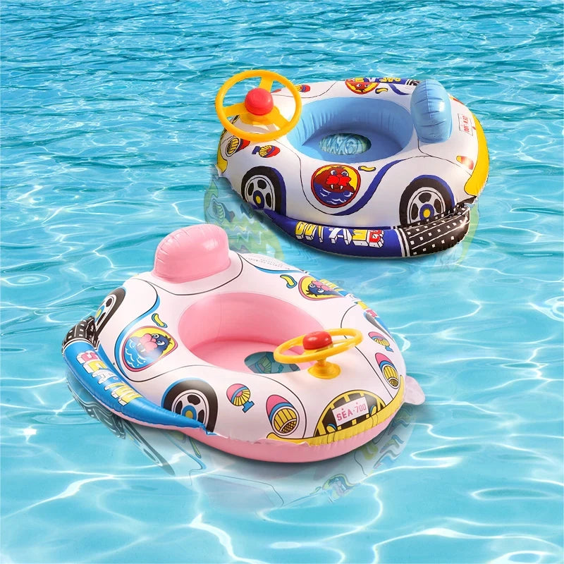 Flotador Bebé Piscina con Sombrilla - Asiento Hinchable Seguridad Natación Juguete Acuático - Huellitas de Vida