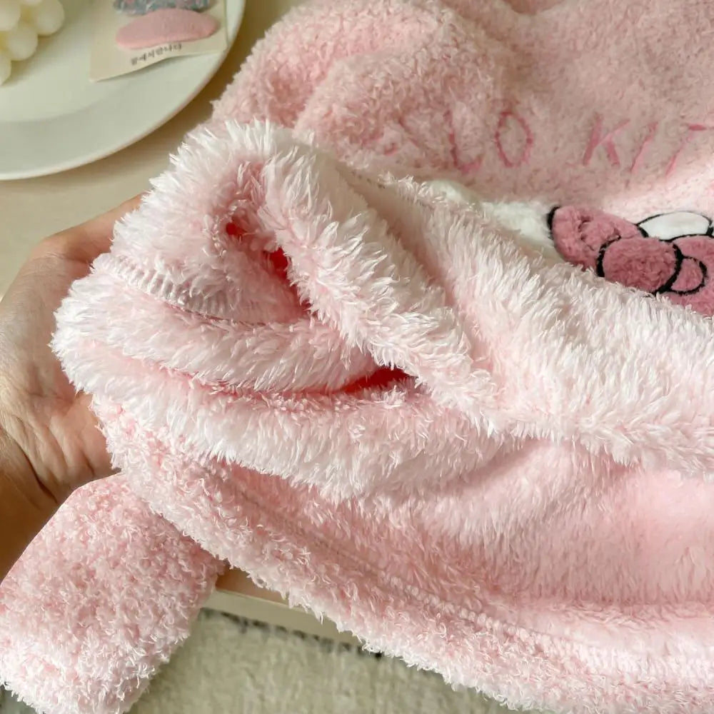 Pijama Hello Kitty Niña Franela - Conjunto 2 Piezas Kawaii Invierno Cálido - Huellitas de Vida