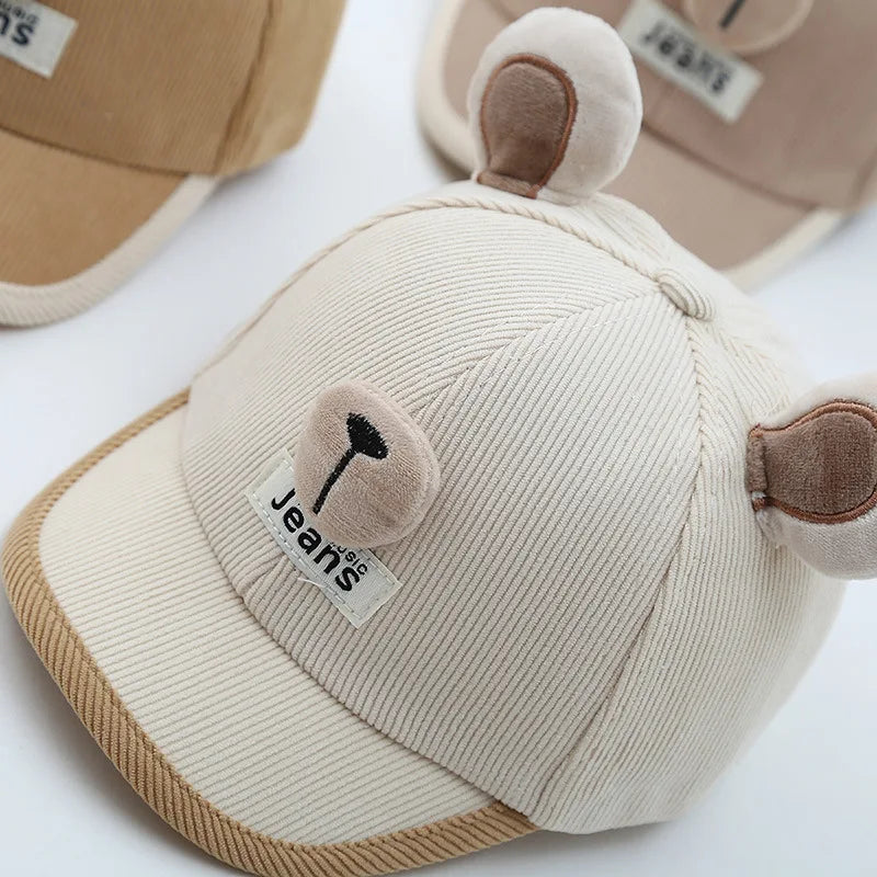 Gorra Bebé Orejas Oso - Gorro Baseball Algodón Primavera Protección Solar - Huellitas de Vida