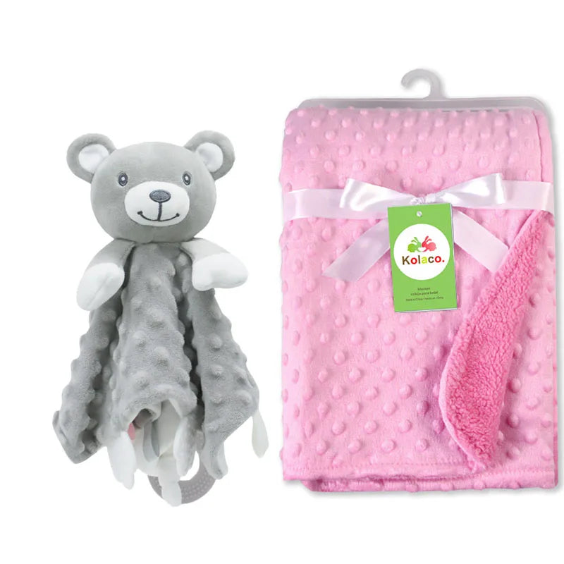 Set Manta Personalizada Muñeco Seguridad Bebé - Manta Nombre Animal Cochecito Regalo 2 Piezas - Huellitas de Vida