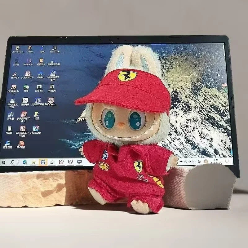Ropa de Piloto de carreras Premium para Labubu - Hecha a Mano Decoración Cute - Huellitas de Vida