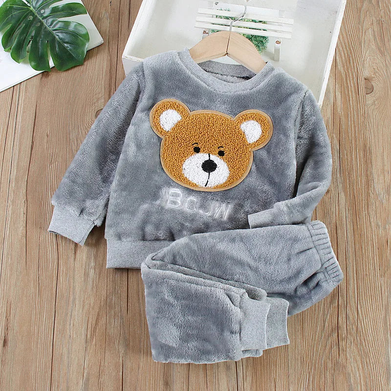 Pijama Franela Bebé Conjunto - Terciopelo Coral Cálido Dibujos Animados 2 Piezas - Huellitas de Vida