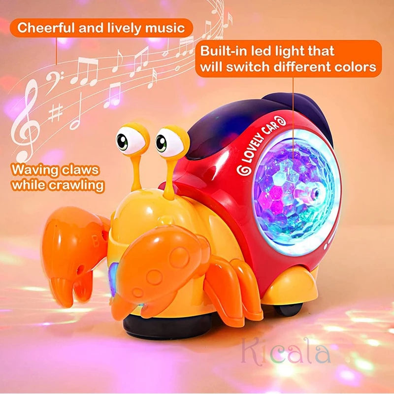 Cangrejo Musical Bebé Gateo 0-12 Meses - Juguete Interactivo Luces Sonidos Estimula Movimiento - Huellitas de Vida