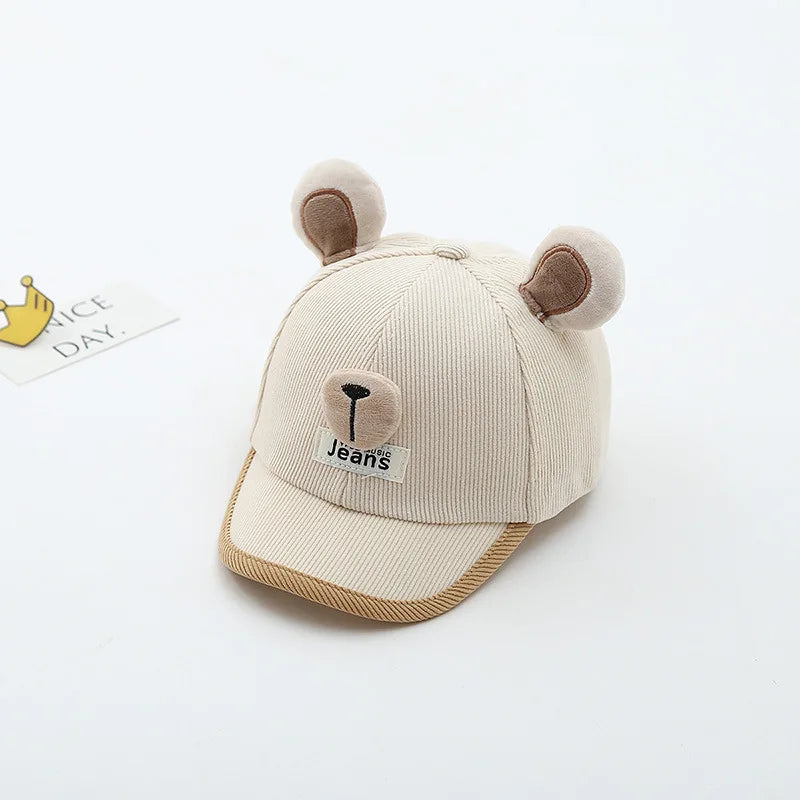 Gorra Bebé Orejas Oso - Gorro Baseball Algodón Primavera Protección Solar - Huellitas de Vida