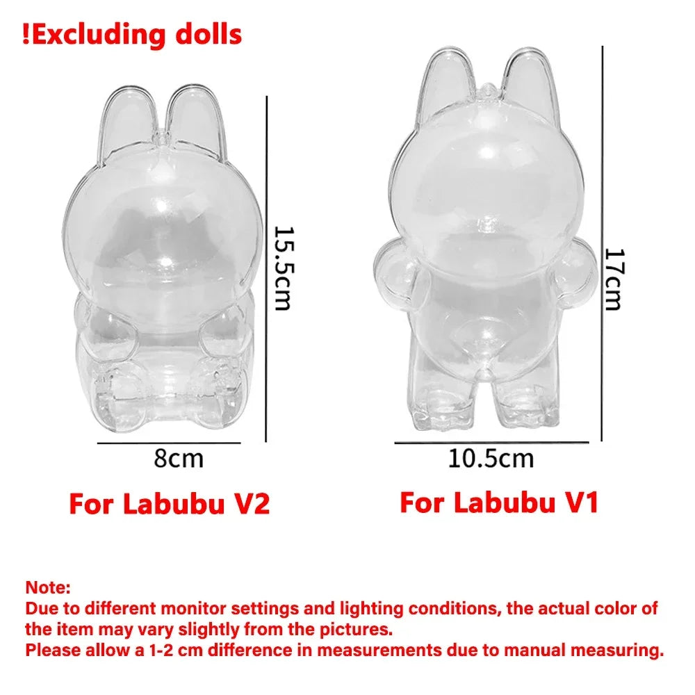Funda Protectora Acrílica para Labubu V1 - Transparente Ropa Holgada - Huellitas de Vida