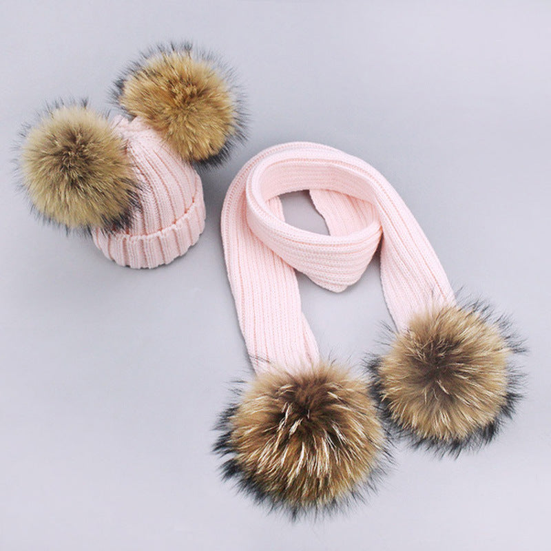 Conjunto Gorro Bufanda Lana Niños - Set Pompones Invierno Cálido - Huellitas de Vida
