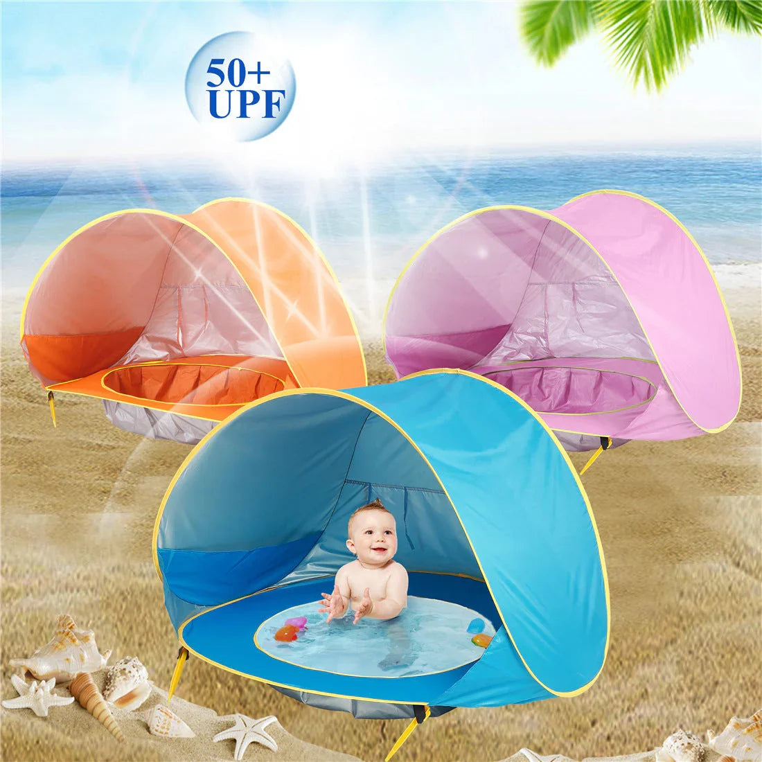 Mini Piscina Portátil Bebés con Protección UV 50+ - Juego Seguro - Huellitas de Vida