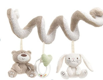 Sonajero Colgante Bebé - Juguete Peluche Conejo Oso Cochecito - Huellitas de Vida