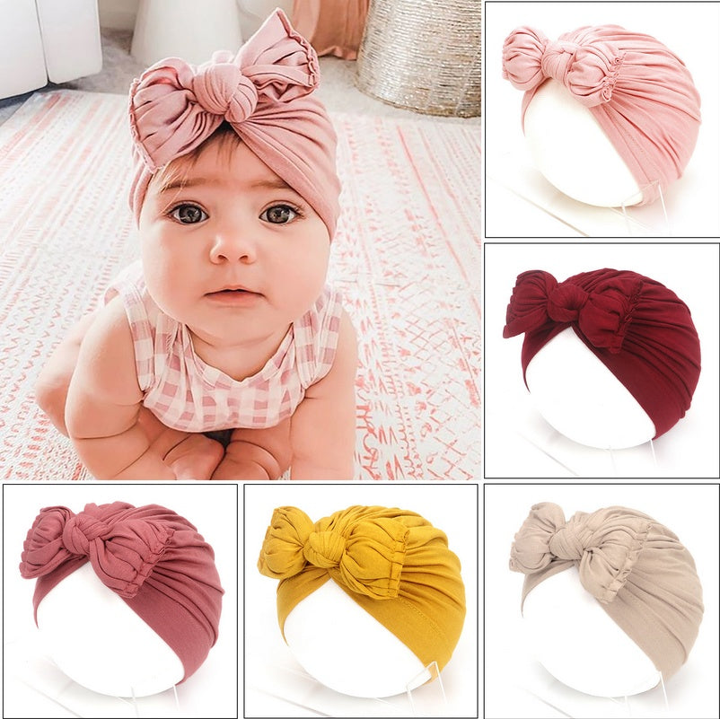Turbante Bebé con Lazo - Diadema Suave Algodón para Recién Nacido - Huellitas de Vida