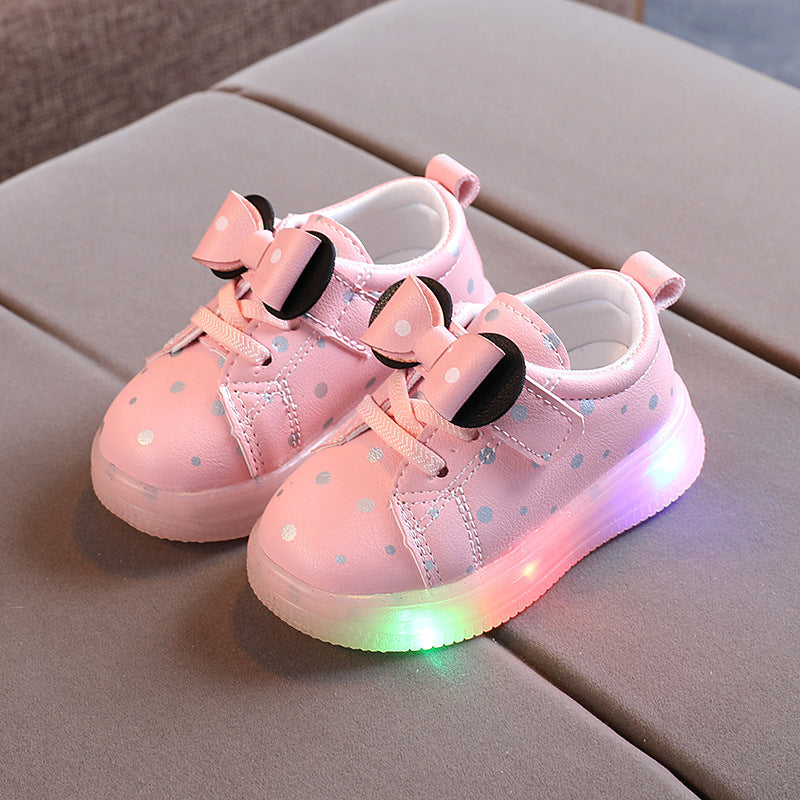 Zapatos LED Niñas - Calzado Luces Moño Transpirable Divertido - Huellitas de Vida