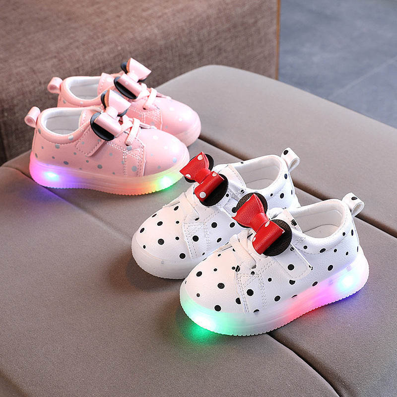 Zapatos LED Niñas - Calzado Luces Moño Transpirable Divertido - Huellitas de Vida