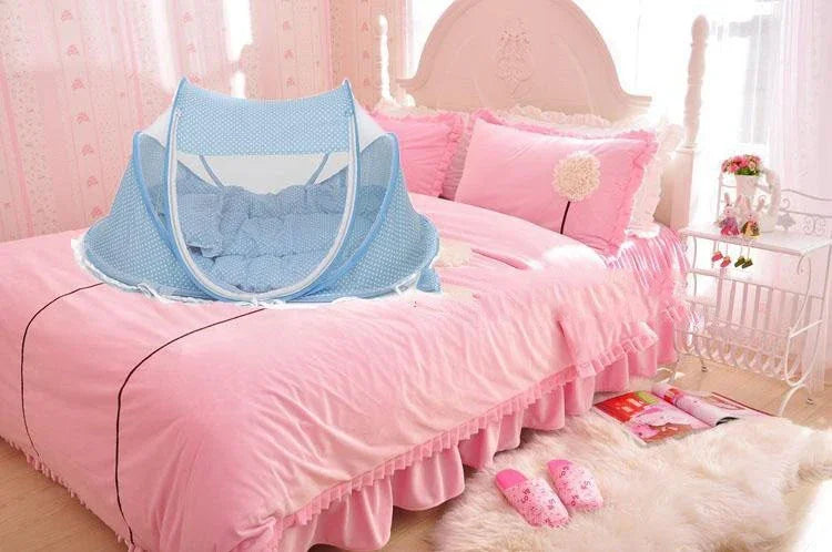 Mosquitero Plegable para Cuna 2 en 1 - Protección Antimosquitos con Almohada - Huellitas de Vida