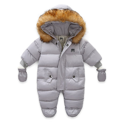 Mono Bebé con Chaqueta y Guantes - Conjunto Invierno Cálido Algodón Manga Larga Beige - Huellitas de Vida