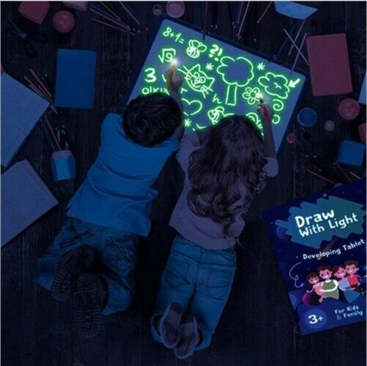 Pizarra Mágica Luminosa 3D - Tableta de Dibujo con 8 Efectos de Luz - Huellitas de Vida