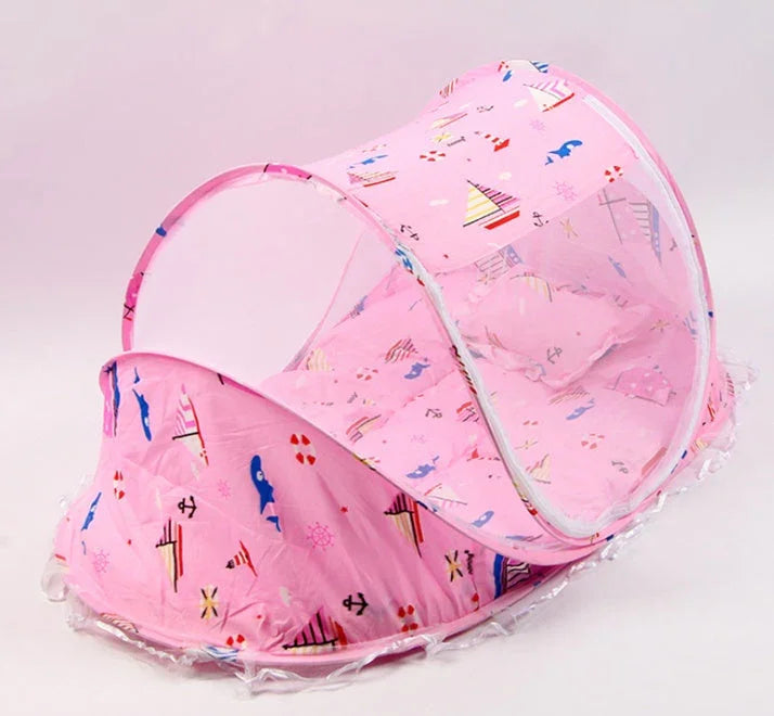 Mosquitero Plegable para Cuna 2 en 1 - Protección Antimosquitos con Almohada - Huellitas de Vida