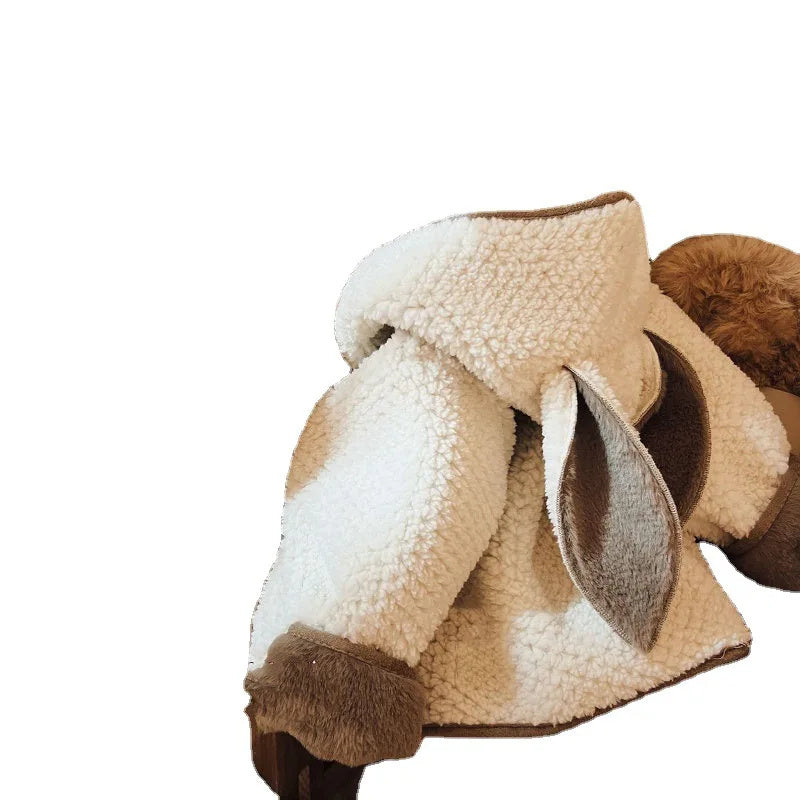 Chaleco Capucha Lana Cordero - Chaleco Moda Infantil Abrigo Exterior Cálido Cómodo - Huellitas de Vida