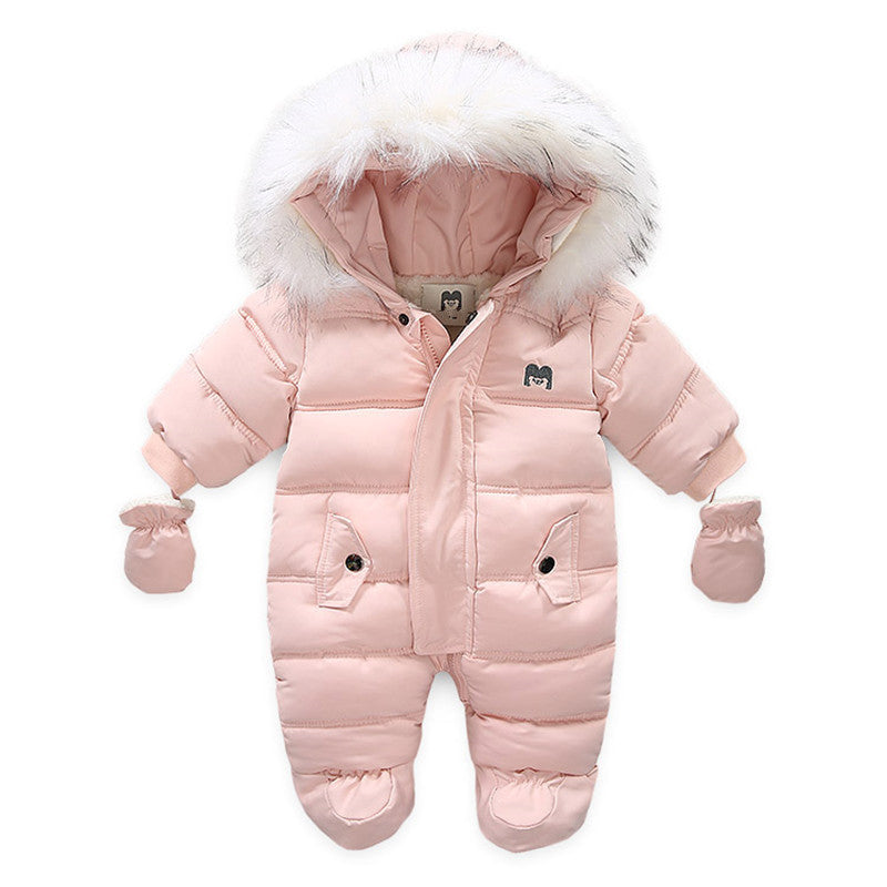 Mono Bebé con Chaqueta y Guantes - Conjunto Invierno Cálido Algodón Manga Larga Beige - Huellitas de Vida