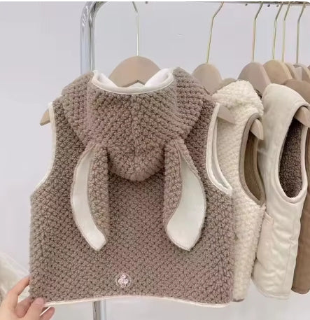 Chaleco Capucha Lana Cordero - Chaleco Moda Infantil Abrigo Exterior Cálido Cómodo - Huellitas de Vida