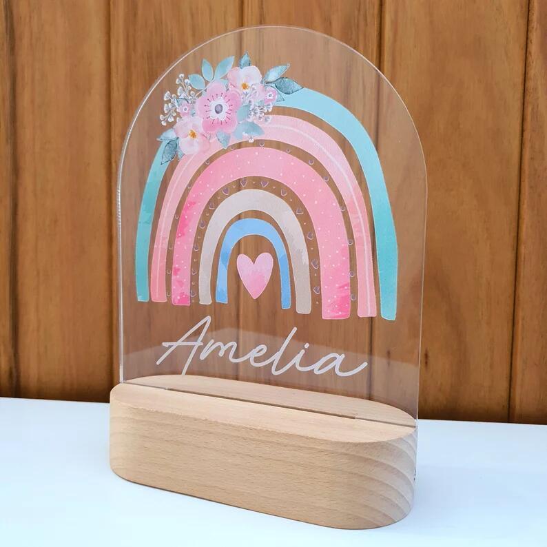 Luz Nocturna Personalizable Bebé - Lámpara Colorida Regalo Infantil - Huellitas de Vida