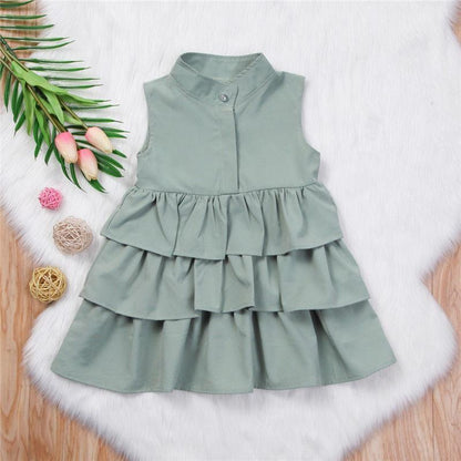 Vestido Sin Mangas Niñas - Ropa Verano Simple Color Sólido - Huellitas de Vida