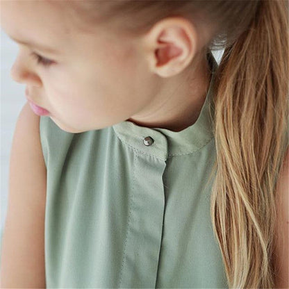 Vestido Sin Mangas Niñas - Ropa Verano Simple Color Sólido - Huellitas de Vida