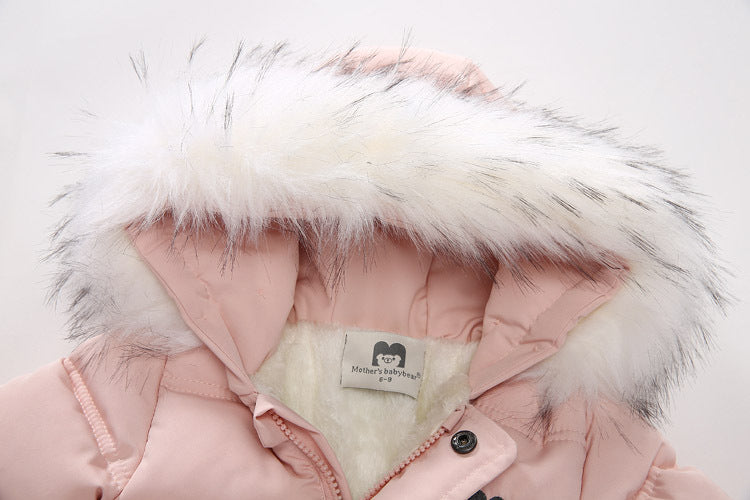 Mono Bebé con Chaqueta y Guantes - Conjunto Invierno Cálido Algodón Manga Larga Beige - Huellitas de Vida