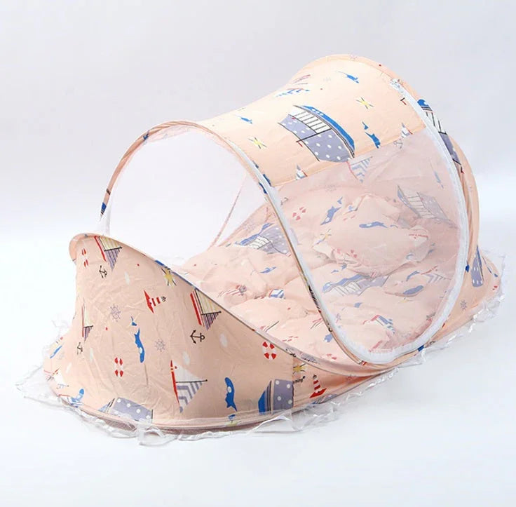 Mosquitero Plegable para Cuna 2 en 1 - Protección Antimosquitos con Almohada - Huellitas de Vida