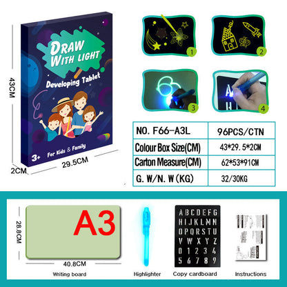 Pizarra Mágica Luminosa 3D - Tableta de Dibujo con 8 Efectos de Luz - Huellitas de Vida