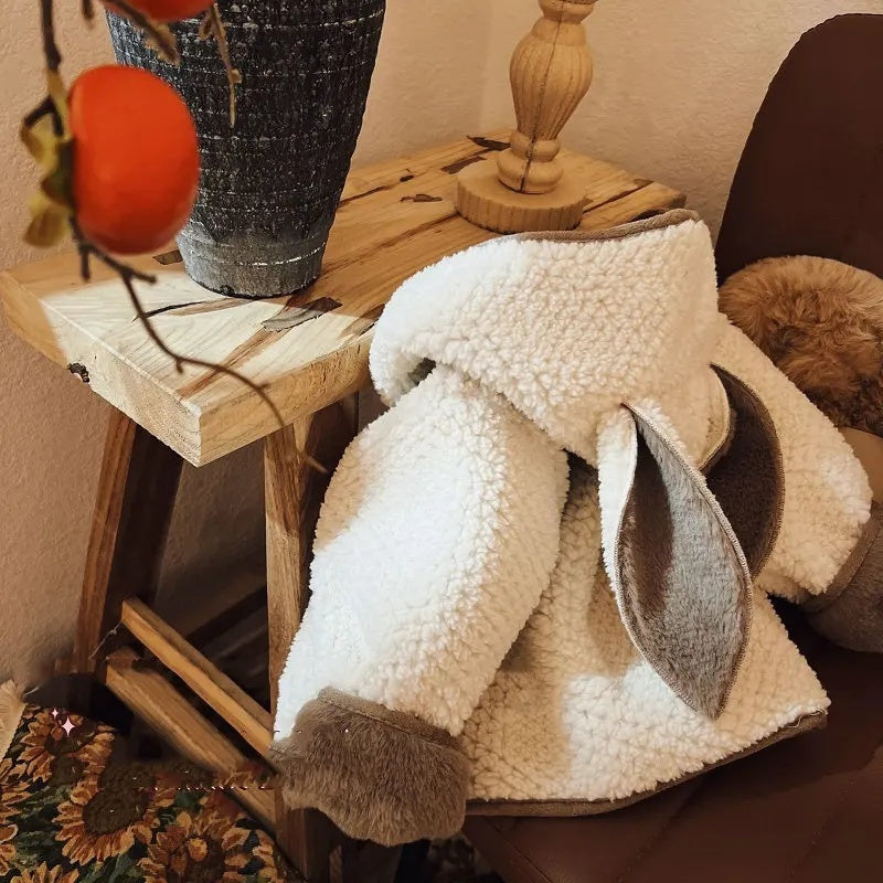 Chaleco Capucha Lana Cordero - Chaleco Moda Infantil Abrigo Exterior Cálido Cómodo - Huellitas de Vida