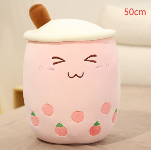 Peluche Té de Burbujas Fresa - Cojín Suave Boba Tea para Niños | Huellitas de Vida - Huellitas de Vida