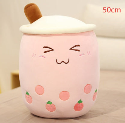 Peluche Té de Burbujas Fresa - Cojín Suave Boba Tea para Niños | Huellitas de Vida - Huellitas de Vida