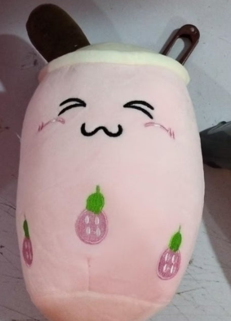 Peluche Té de Burbujas Fresa - Cojín Suave Boba Tea para Niños | Huellitas de Vida - Huellitas de Vida