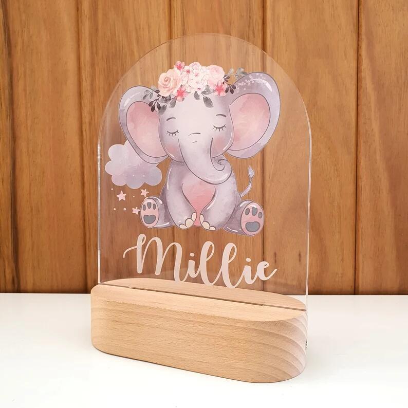 Luz Nocturna Personalizable Bebé - Lámpara Colorida Regalo Infantil - Huellitas de Vida