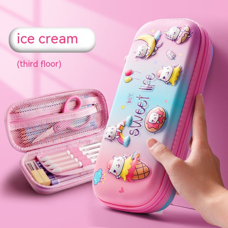 Estuche Escolar 3D Gran Capacidad Vuelta al Cole - Organizador Cartoon para Niños - Huellitas de Vida
