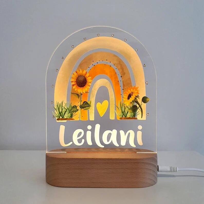 Luz Nocturna Personalizable Bebé - Lámpara Colorida Regalo Infantil - Huellitas de Vida