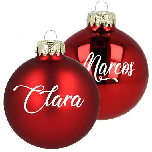 Bola Navidad Cristal Rojo Personalizada 7.5cm - Decoración Árbol Navideño