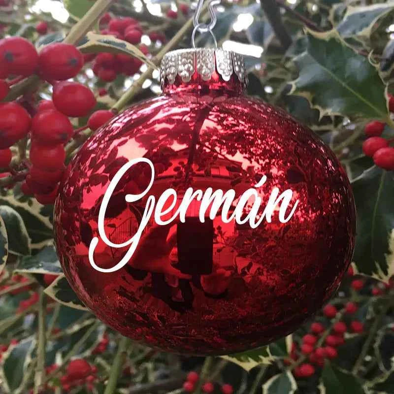 Bola Navidad Cristal Rojo Personalizada 7.5cm - Decoración Árbol Navideño