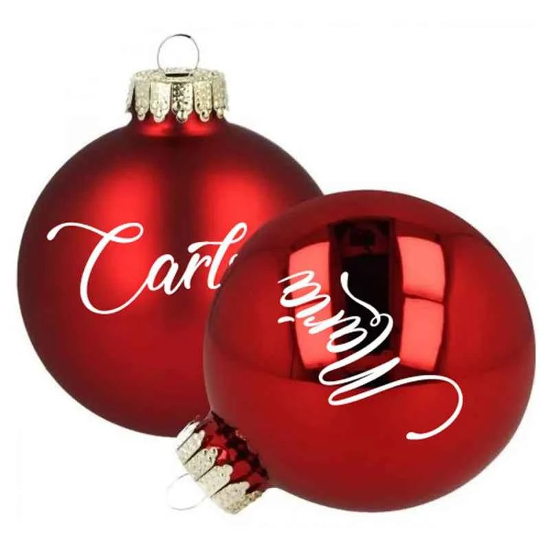 Bola Navidad Cristal Rojo Personalizada 7.5cm - Decoración Árbol Navideño