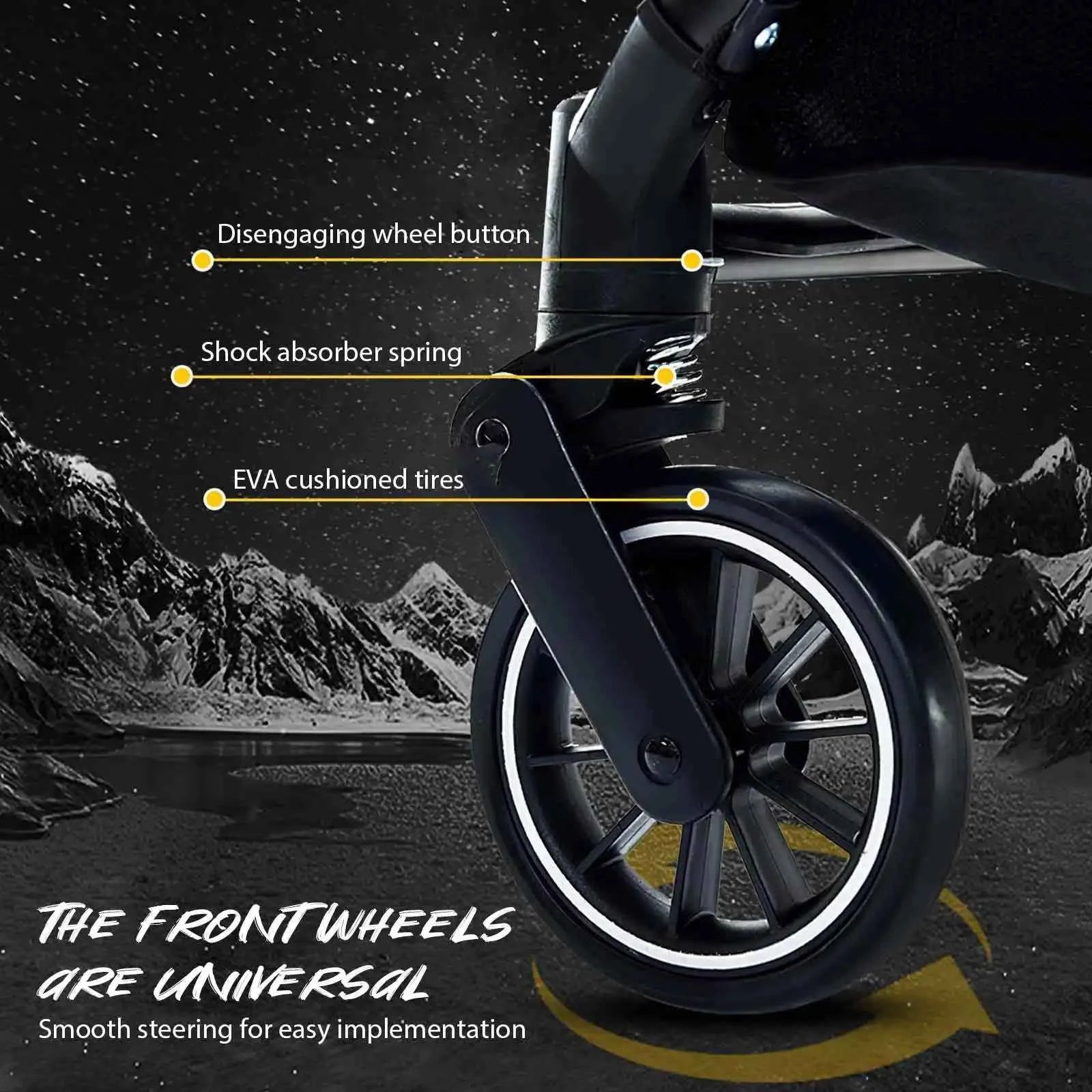 Cochecito Bebé Lujo Plegable Marco Aluminio - Paisaje Alto Portátil Recién Nacidos