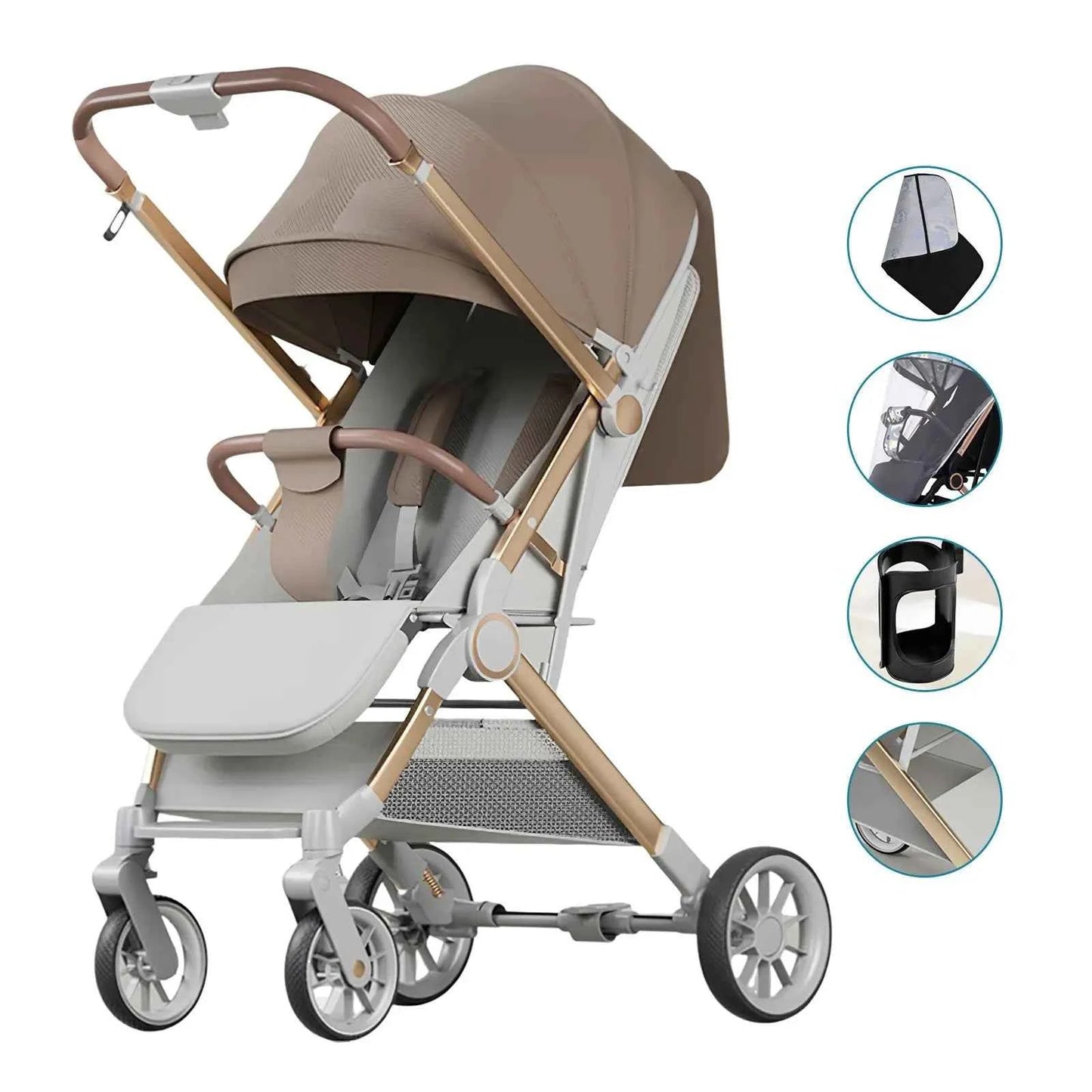 Cochecito Bebé Bidireccional Ultra Ligero Plegable - Carrito Alta Vista Amortiguadores