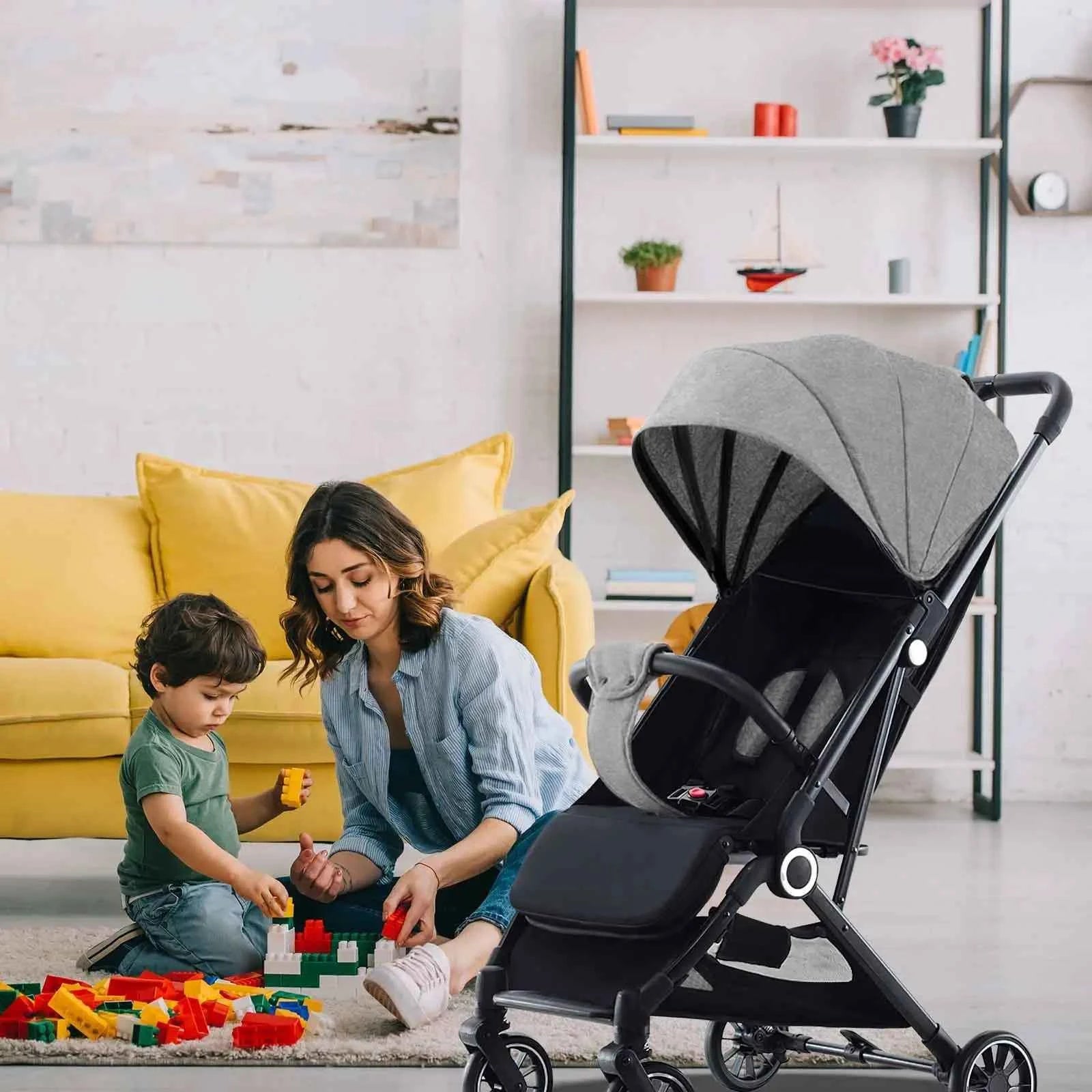 Cochecito Bebé Lujo Plegable Marco Aluminio - Paisaje Alto Portátil Recién Nacidos