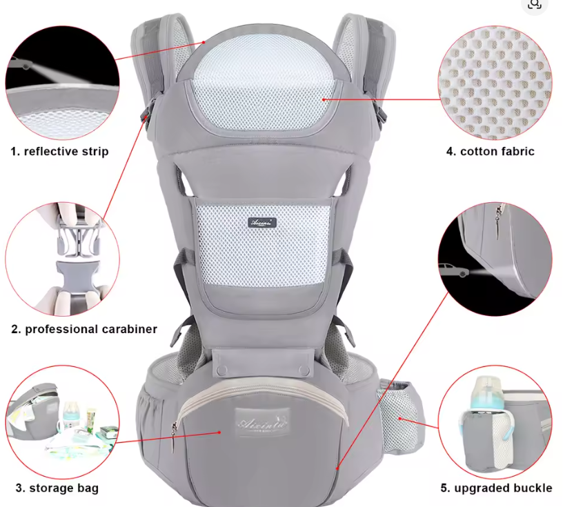 Mochila Portabebés Ergonómica Asiento Cadera - Fular Canguro Frontal Viaje