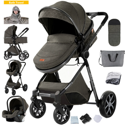 Cochecito Bebé 3 en 1 Sistema Viaje - Capazo Silla Coche Plegable Una Mano