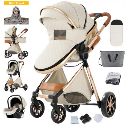 Cochecito Bebé 3 en 1 Sistema Viaje - Capazo Silla Coche Plegable Una Mano